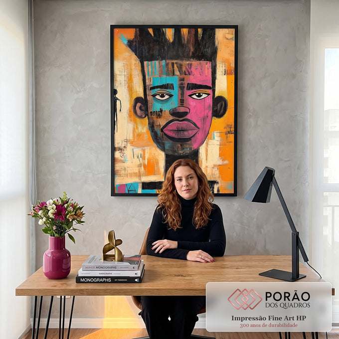 Quadro Decorativo Homem Urbano Arte Contemporânea em escritorio moderno - quadros decorativos para sala