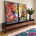 Quadro Decorativo Majestosos Leões Coloridos ? Toque Real em ambiente decorado - quadros decorativos para sala