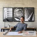 Quadro Decorativo Abstração Urbana: Modernidade em Preto e Branco em escritorio moderno - quadros decorativos para sala
