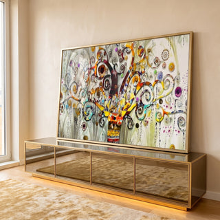 Quadro Decorativo Árvore Abstrata: Explosão de Cores em ambiente decorado - quadros decorativos para sala