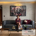 Quadro Decorativo: Touro Majestoso - Símbolo de Poder em sala de estar moderna - quadros decorativos para sala