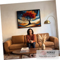 Quadro Decorativo Árvore do Entardecer em sala de estar moderna - quadros decorativos para sala
