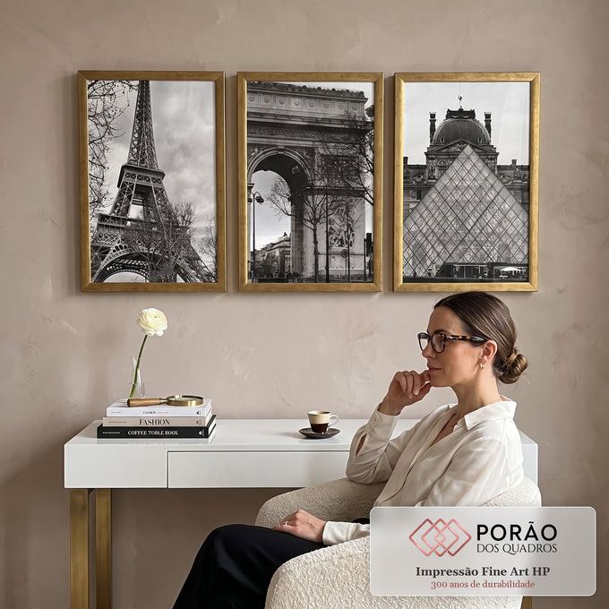 Quadro Decorativo Paris Encantador: Beleza Atemporal em escritorio moderno - quadros decorativos para sala