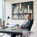 Quadro Decorativo Urbano Moderna em escritorio moderno - quadros decorativos para sala