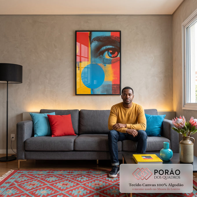 Quadro Decorativo Olhar Minimalista em sala de estar moderna - quadros decorativos para sala