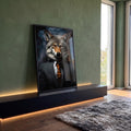 Quadro Decorativo Lobo Empresário - Sofisticação e Estilo para Sua Casa em ambiente decorado - quadros decorativos para sala