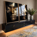 Quadro Decorativo A Reflexão das Mulheres em Gold em ambiente decorado - quadros decorativos para sala