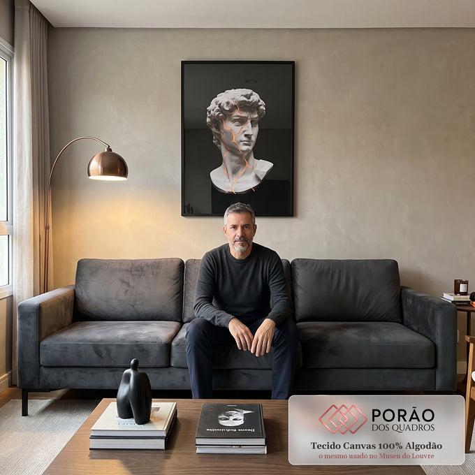 Quadro Decorativo Beleza Grega em sala de estar moderna - quadros decorativos para sala