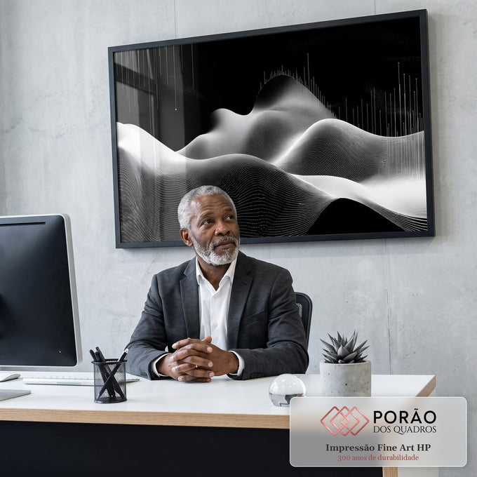Quadro Decorativo Minimalista Preto e Branco em escritorio moderno - quadros decorativos para sala