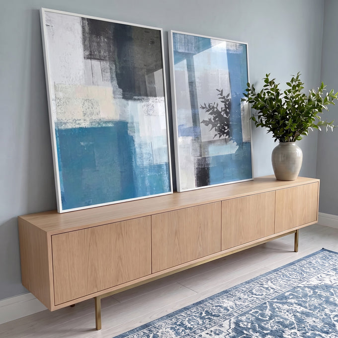 Quadro Decorativo: Abstração Azul Impactante em ambiente decorado - quadros decorativos para sala