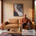 Quadro Decorativo: Explosão Dourada, Arte Vibrante em sala de estar moderna - quadros decorativos para sala