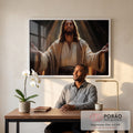 Quadro Decorativo 'Acolhimento Divino' - Arte que Transmite Paz e Esperança em escritorio moderno - quadros decorativos para sala