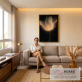 Quadro Decorativo Flor Etérea em Fundo Negro em sala de estar moderna - quadros decorativos para sala