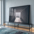 Quadro Decorativo - Grandeza Urbana em Preto e Branco em ambiente decorado - quadros decorativos para sala