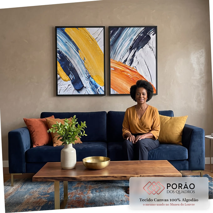 Quadro Decorativo: Explosão de Cores ? Toque Único em sala de estar moderna - quadros decorativos para sala