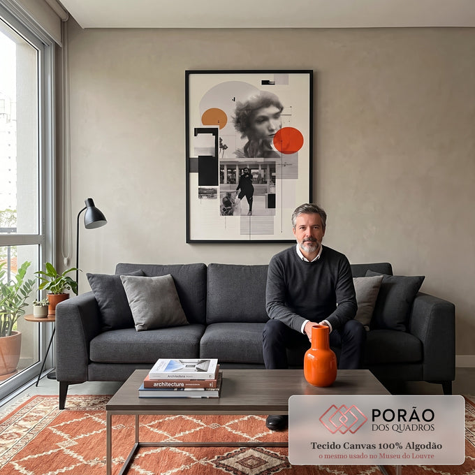 Quadro Decorativo Minimalista Enigmático Moderno em sala de estar moderna - quadros decorativos para sala