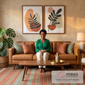 Quadro Decorativo Folhagens Minimalistas em sala de estar moderna - quadros decorativos para sala