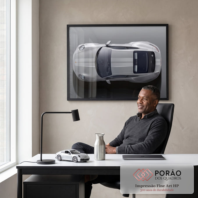 Quadro Decorativo Exclusivo Porsche 911 - Sinônimo de Luxo em escritorio moderno - quadros decorativos para sala