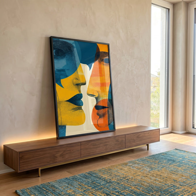 Quadro Decorativo Conexão Vibrante em ambiente decorado - quadros decorativos para sala
