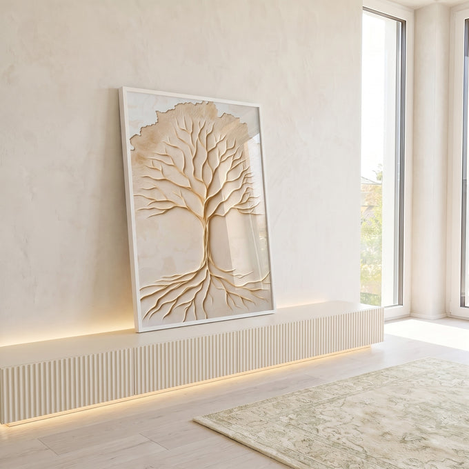 Quadro Decorativo Raízes da Existência Arte Elegante e Contemporânea em ambiente decorado - quadros decorativos para sala