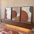 Quadro Decorativo Harmonia Geométrica: Elegância em Tons Neutros em ambiente decorado - quadros decorativos para sala