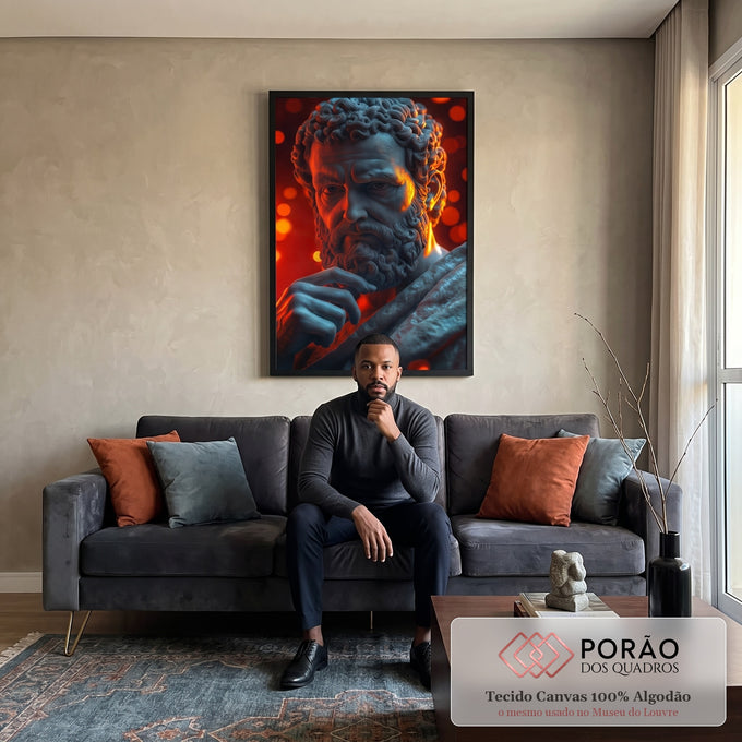 Quadro Decorativo Beleza Grega e Alta Sabedoria em sala de estar moderna - quadros decorativos para sala