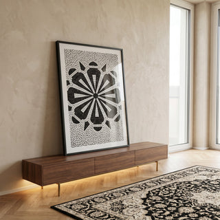 Quadro Decorativo Geométrico Preto e Branco em ambiente decorado - quadros decorativos para sala
