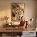 Quadro Decorativo Serenidade Familiar dos Leões em escritorio moderno - quadros decorativos para sala