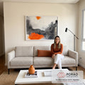 Quadro Decorativo Abstrato Vibrante em Tons Laranja em sala de estar moderna - quadros decorativos para sala