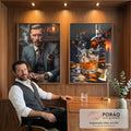 Quadro Decorativo Sofisticado 'Homem e Whisky' - Arte para Elegância do Seu Lar em escritorio moderno - quadros decorativos para sala