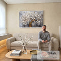 Quadro Decorativo Árvore da Vida Dourada: Luxo e Inspiração em sala de estar moderna - quadros decorativos para sala