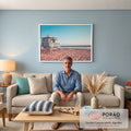 Quadro Decorativo Inspiração Oceânica: Torre e Surfista em sala de estar moderna - quadros decorativos para sala
