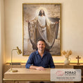 Quadro Decorativo Único: Reflexão Divina de Jesus em escritorio moderno - quadros decorativos para sala