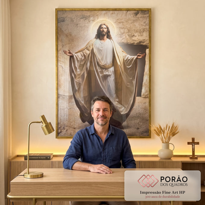 Quadro Decorativo Único: Reflexão Divina de Jesus em escritorio moderno - quadros decorativos para sala