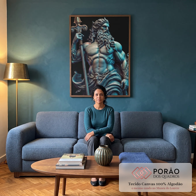 Quadro Decorativo Deus do Mar: Poder e Mistério em sala de estar moderna - quadros decorativos para sala