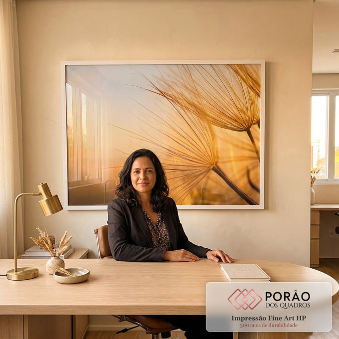 Quadro Decorativo Flores Serenas em escritorio moderno - quadros decorativos para sala