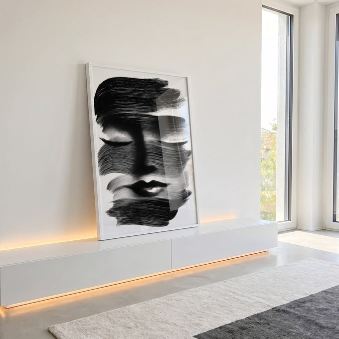 Quadro Decorativo Minimalista Preto e Branco em ambiente decorado - quadros decorativos para sala