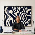 Quadro Decorativo Abstrato Elegância Azul em escritorio moderno - quadros decorativos para sala