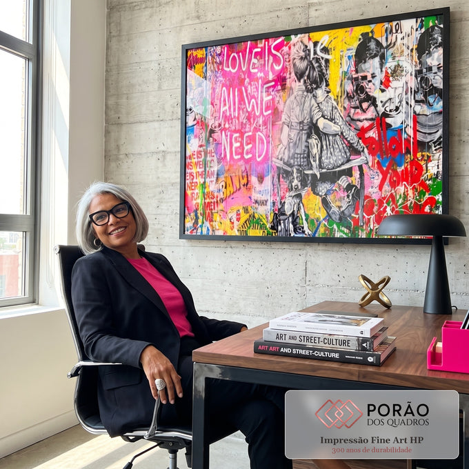 Quadro Decorativo: Cena Urbana de Esperança na Chuva em escritorio moderno - quadros decorativos para sala