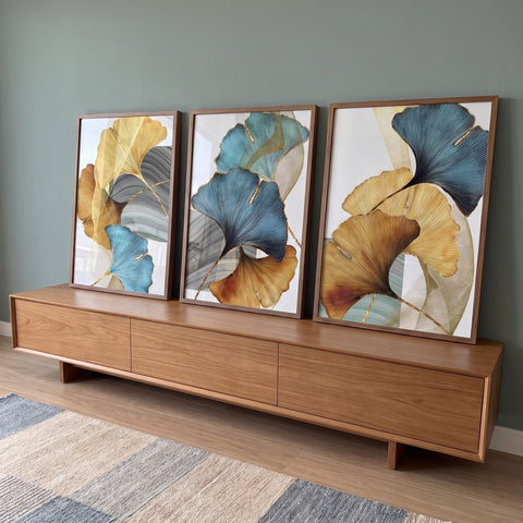 Quadro Decorativo Arte Contemporânea Ginkgo: Inspiração Única em ambiente decorado - quadros decorativos para sala