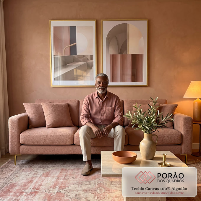 Quadro Decorativo: Dança das Cores Abstratas em sala de estar moderna - quadros decorativos para sala
