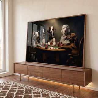 Quadro Decorativo Cachorros Jogando Poker  Arte Divertida e Elegante para Sua Decoração em ambiente decorado - quadros decorativos para sala