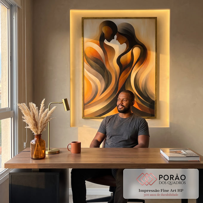 Quadro Decorativo Conexão Abstrata em Cores em escritorio moderno - quadros decorativos para sala