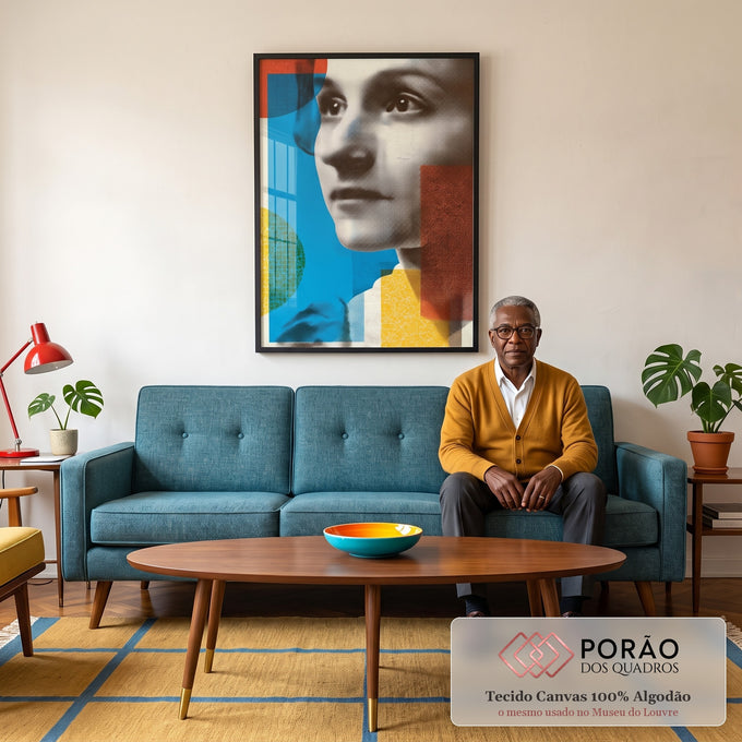 Quadro Decorativo Reflexo Monocromático Vibrante em sala de estar moderna - quadros decorativos para sala