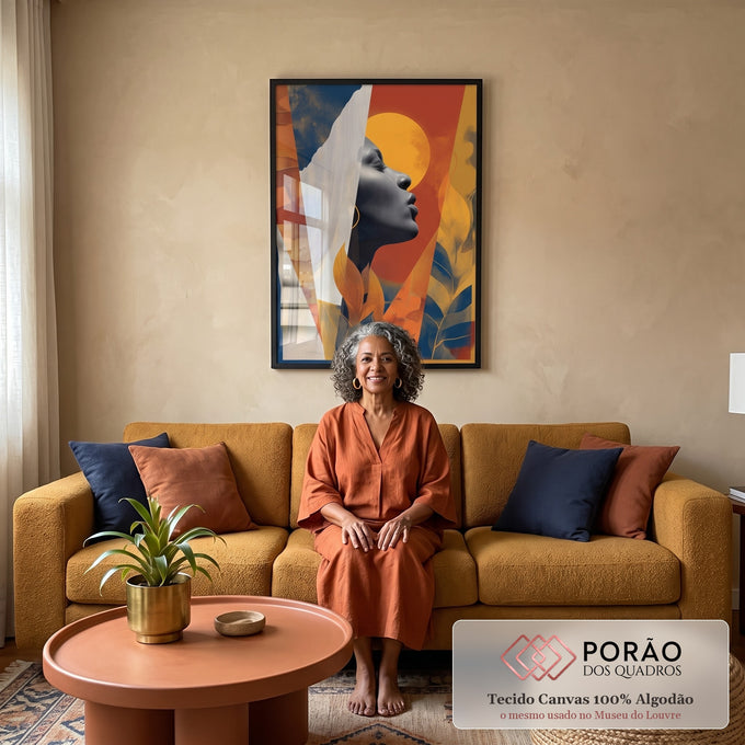 Quadro Decorativo Silhueta da Liberdade em sala de estar moderna - quadros decorativos para sala
