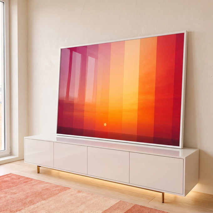 Quadro Decorativo Pôr do Sol Vibrante em ambiente decorado - quadros decorativos para sala
