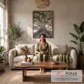 Quadro Decorativo Árvore Radiante ao Sol - Toque de Calor em sala de estar moderna - quadros decorativos para sala