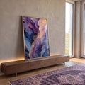 Quadro Decorativo Abstrato Dourado e Azul em ambiente decorado - quadros decorativos para sala
