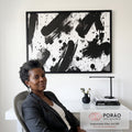 Quadro Decorativo Pinceladas em preto e branco em escritorio moderno - quadros decorativos para sala