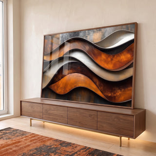 Quadro Decorativo Abstrato em Tons Marrons em ambiente decorado - quadros decorativos para sala